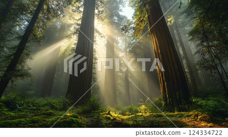 神秘的山谷瀑布和鬱鬱蔥蔥的自然風光 124334722