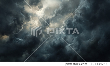 壯觀的風暴雲和光線對比 124334755