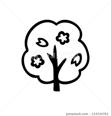 Simple cherry tree illustration material Simple cherry tree illustration material 124334763