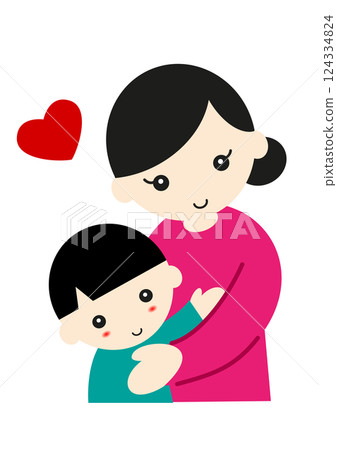 A boy with a mother 124334824