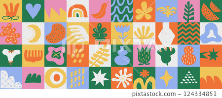 Abstract geometric mosaic seamless pattern 124334851