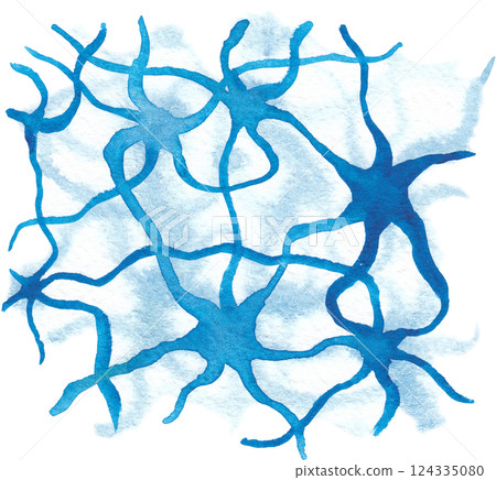 Abstract watercolor pattern of a neuron connections isolated on a white background 124335080