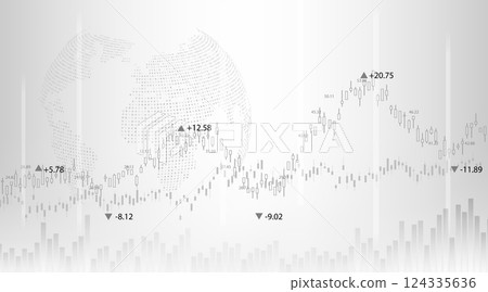 Stock market or forex trading graph and candlestick chart suitable for financial investment concept. Economy trends background for business idea and abstract finance background. Vector illustration. 124335636