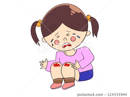 Girl with injured knee 124335944