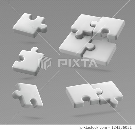 White 3d puzzle pieces 124336031
