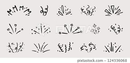 Festive firework explosion set isolated on white 124336068