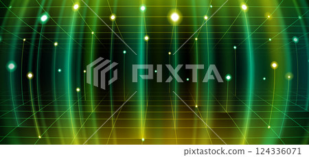 High tech banner with green wireframe on black 124336071