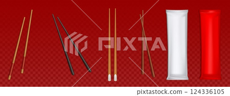 Realistic food chopsticks collection Realistic food chopsticks collection 124336105