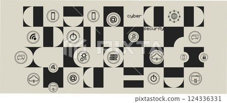 Cyber security lock icon background Cyber security lock icon background 124336331