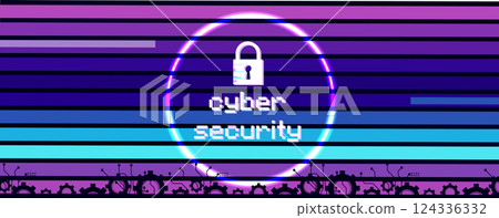 Cyber security lock icon background 124336332