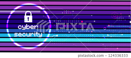 Cyber security lock icon background 124336333
