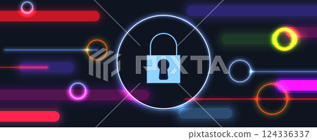 Cyber security lock icon background 124336337