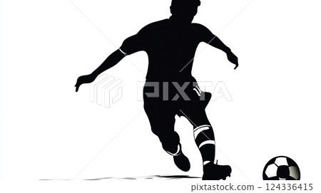 Monochrome soccer player 124336415