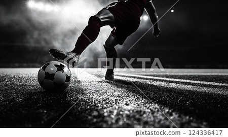 Monochrome soccer player 124336417