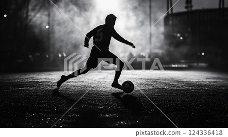 單色足球運動員 124336418