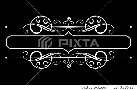 Vintage black and white element. Graphic vector design. Damask graphic ornament 124336588