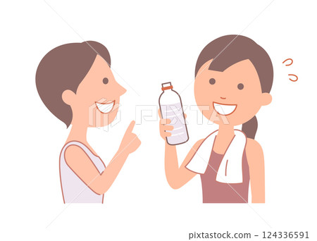 兩名女子訓練後休息 124336591