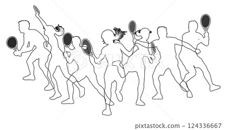 Silhouette Tennis Players Silhouettes Concept 124336667