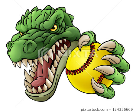 Alligator Crocodile Dinosaur Softball Sport Mascot 124336669