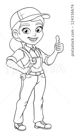 Woman Female Spanner Wrench Mechanic Plumber Woman Female Spanner Wrench Mechanic Plumber 124336674