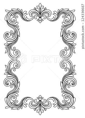 Filigree Heraldic Crest Motif Floral Pattern Frame Filigree Heraldic Crest Motif Floral Pattern Frame 124336687