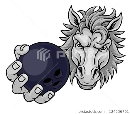 Horse Mustang Stallion Bowling Sports Team Mascot 124336701