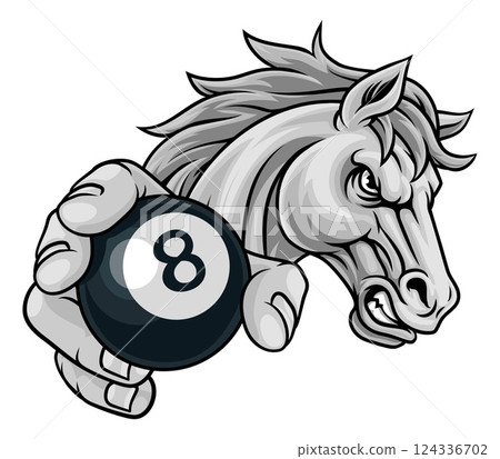 Horse Mustang Stallion Pool Billiards Sport Mascot 124336702
