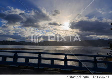 View of Miyazu Bay from Amanohashidate's Daitenkyo Bridge 124336731