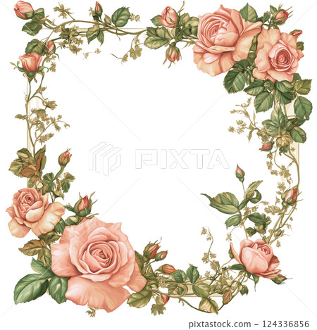 玫瑰框架和桉樹向量插圖 玫瑰框架和桉樹向量插圖 124336856