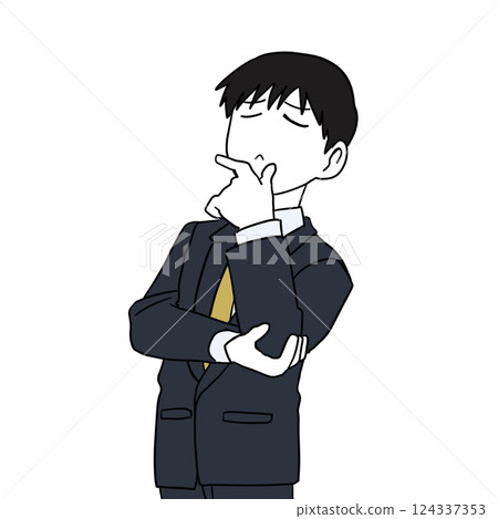 A man in a suit thinking deeply A man in a suit thinking deeply 124337353