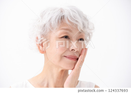 Beauty Senior women Nasolabial folds Beauty Senior women Nasolabial folds 124337693