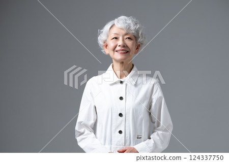 Senior woman with gray hair Senior woman with gray hair 124337750