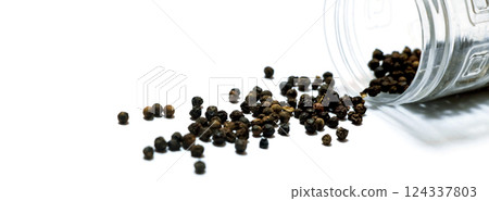 Black pepper isolated on a white background Black pepper isolated on a white background 124337803