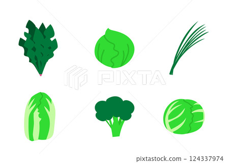 Leafy vegetables illustration set Leafy vegetables illustration set 124337974