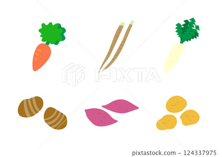 根莖類蔬菜插圖集 124337975