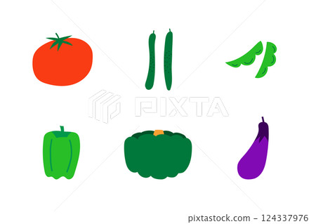 Summer vegetable illustration set Summer vegetable illustration set 124337976