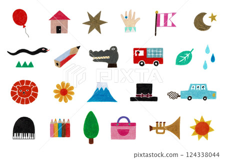 A set of small and cute hand drawn illustrations 124338044