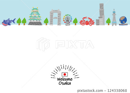 Osaka tourist destination cityscape flat illustration 124338068