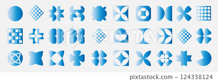 Set of led electric laser blue neon light figures, Glowing fluorescent postmodern geometric graphic shapes, abstract elements in brutalism aesthetics, Bright illuminated futuristic shape Set of led electric laser blue neon light figures, Glowing fluorescent postmodern geometric graphic shapes, abstract elements in brutalism aesthetics, Bright illuminated futuristic shape 124338124