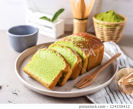 Image material of matcha bread 124338412
