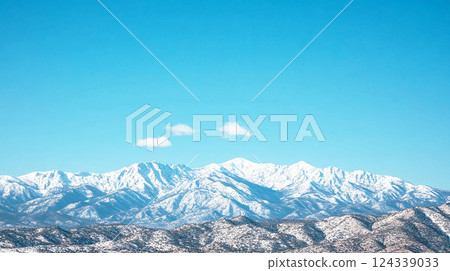 Blue sky and snowy mountain scenery Blue sky and snowy mountain scenery 124339033