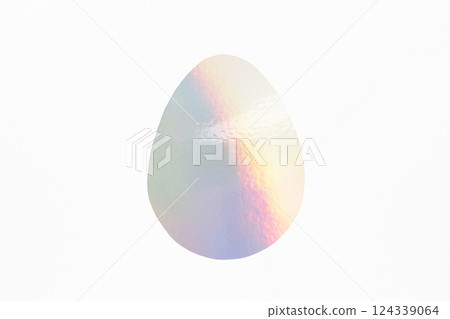 Holographic Glitter Egg Shape on white background. Easter themed design element perfect for backgrounds, greeting cards, social media, and seasonal marketing. Holographic Glitter Egg Shape on white background. Easter themed design element perfect for backgrounds, greeting cards, social media, and seasonal marketing. 124339064