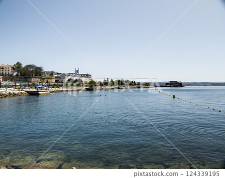 View of the harbour and Abente y Lago hospital in La Coruna in Spain View of the harbour and Abente y Lago hospital in La Coruna in Spain 124339195