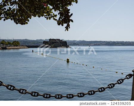 Castelo de San Anton guarding the harbour entrance of La Coruna in Spain 124339203