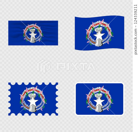 Northern Mariana Islands national flag in four different styles. 124339211