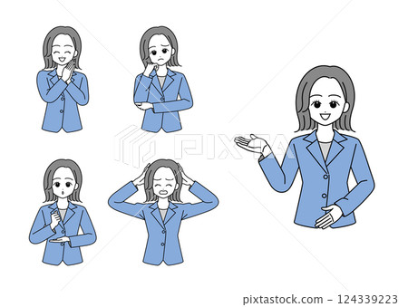 穿著西裝的職業女性插圖集(藍色) 穿著西裝的職業女性插圖集(藍色) 124339223