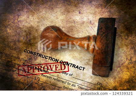 Construction contract - approved grunge concept 124339321