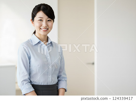 Smiling Japanese business woman, AI generated 124339417