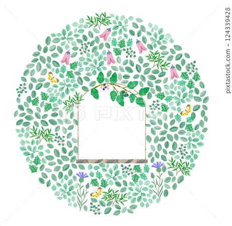 Window and leaves 124339428