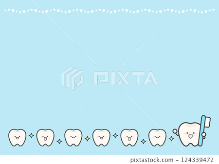 Tooth and toothbrush frame blue 124339472